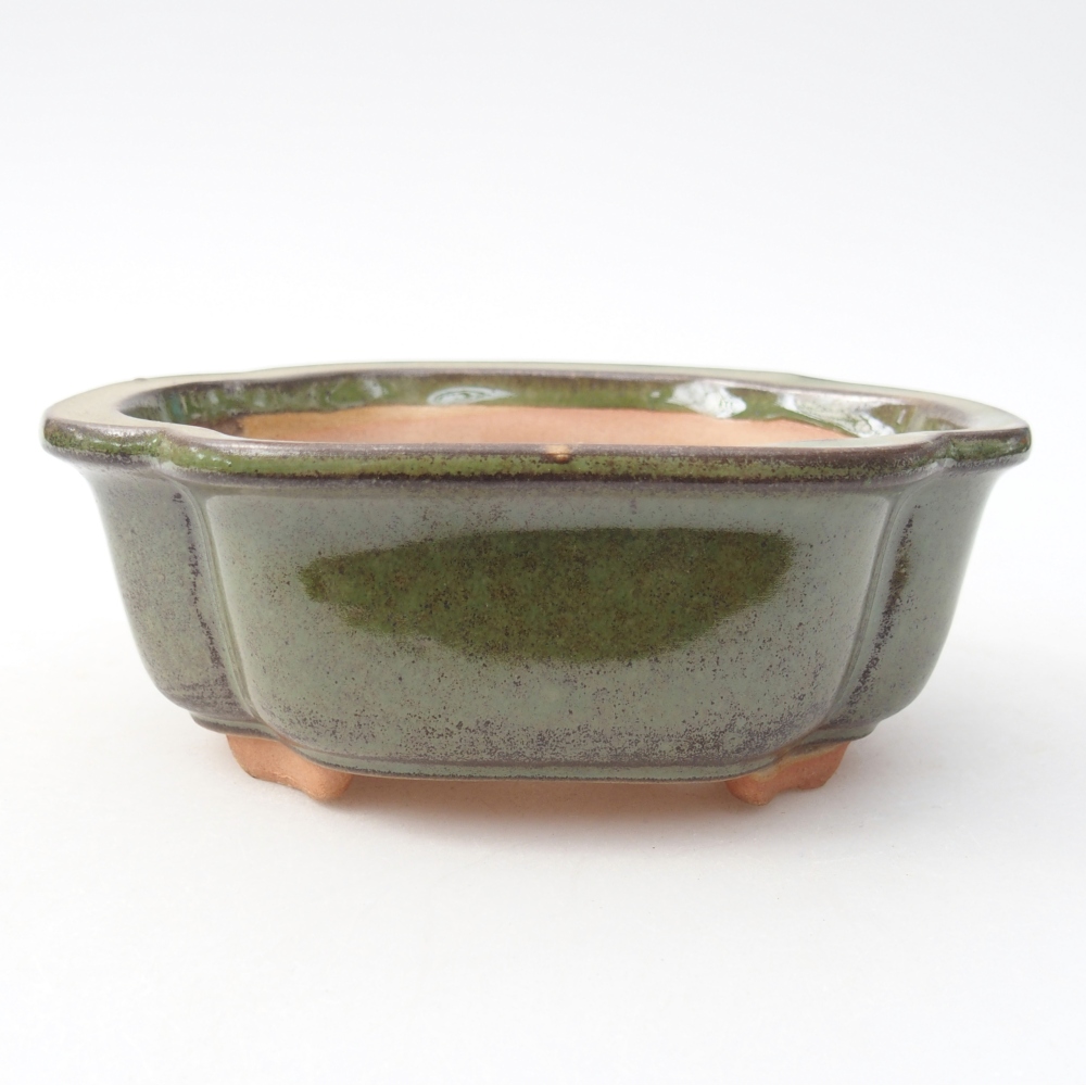 Keramická bonsai miska 13 x 10 x 5 cm, barva zelená