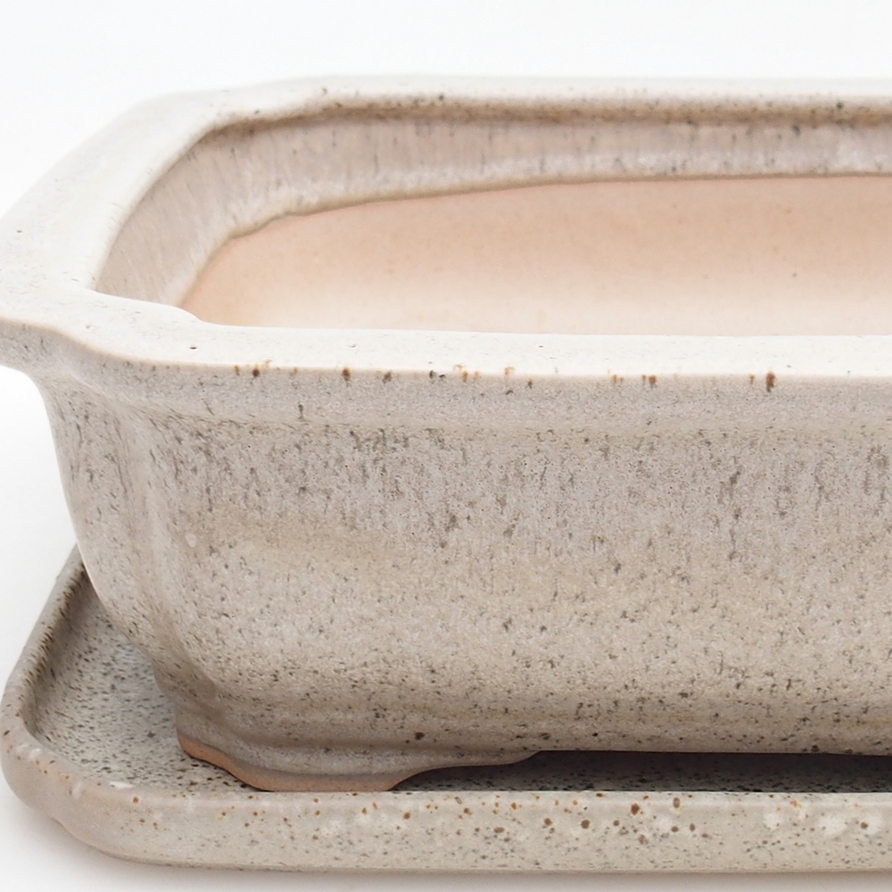 Bonsai miska + podmiska H20 - 26,5 x 21,5 x 6,5 cm. - béžová