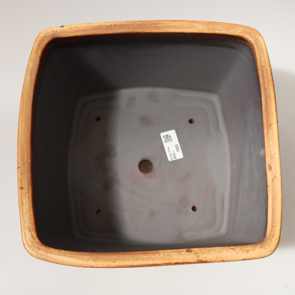 Keramická bonsai miska 26,5 x 26,5 x 15,5 cm, barva hnědá