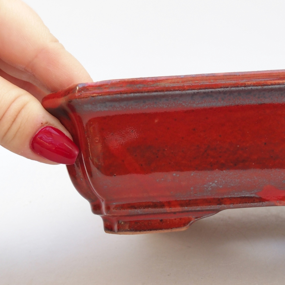 Keramická bonsai miska 18 x 13,5 x 5 cm, barva červená