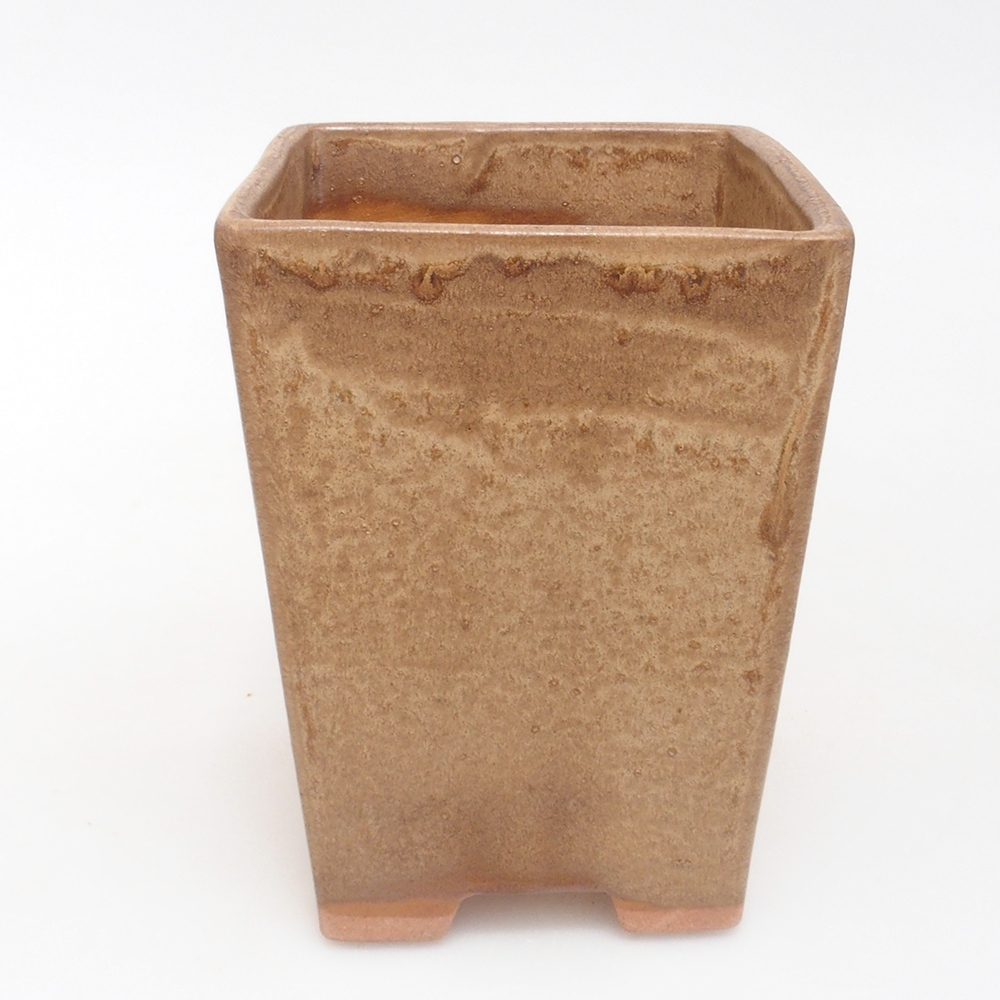 Keramická bonsai miska 9 x 9 x 12 cm, barva hnědá