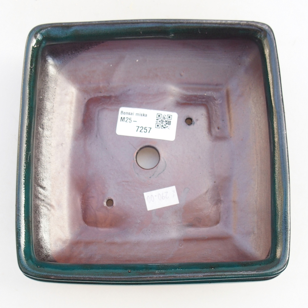 Keramická bonsai miska 15,5 x 15,5 x 6 cm, barva zelená