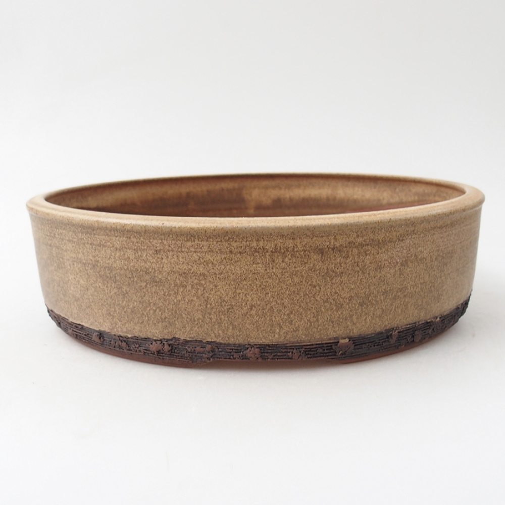 Keramická bonsai miska 24,5 x 24,5 x 6,5 cm, barva béžová
