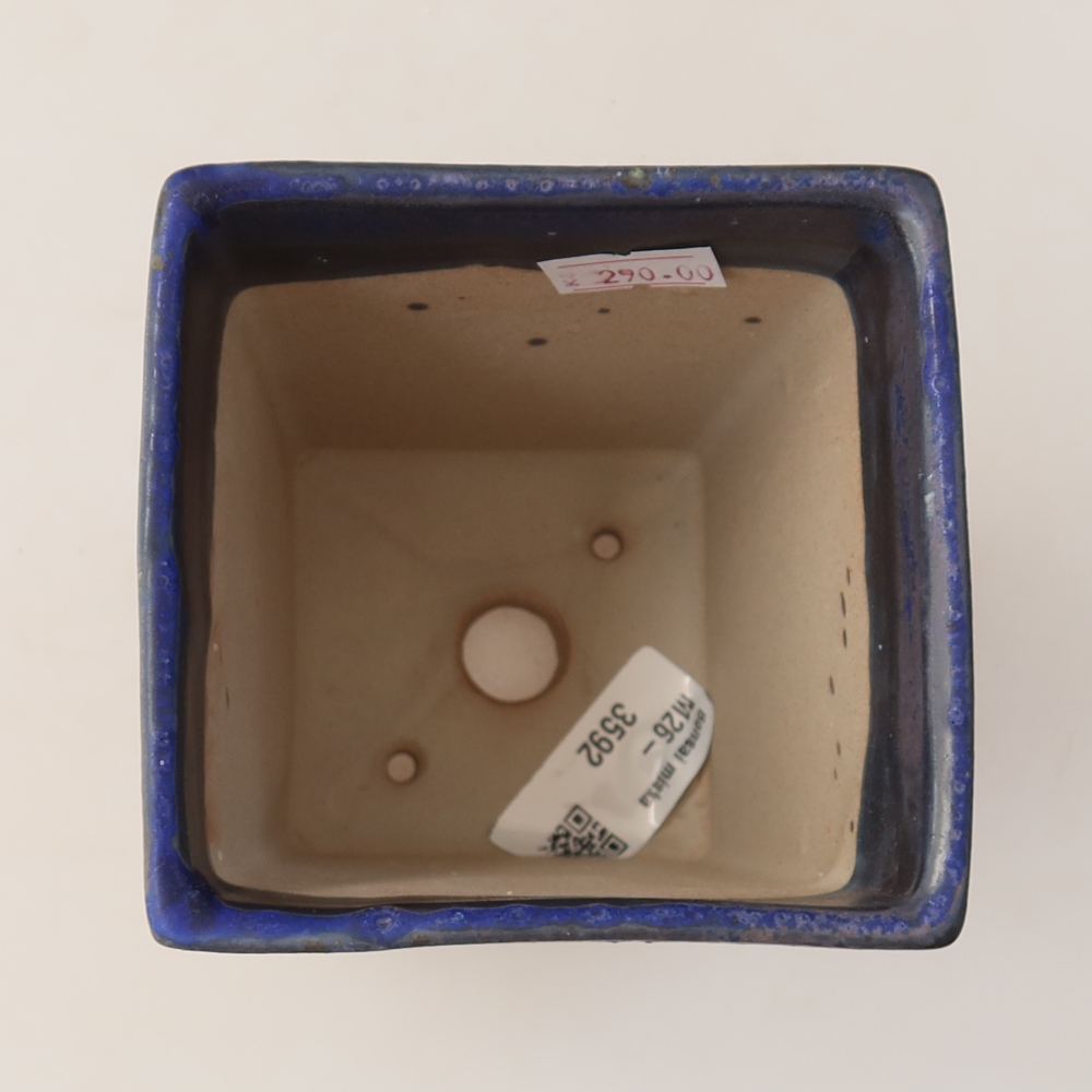 Keramická bonsai miska 9 x 9 x 12,5 cm, barva modrá