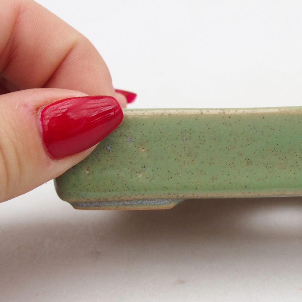 Keramická bonsai miska 10,5 x 7 x 2 cm, barva zelená