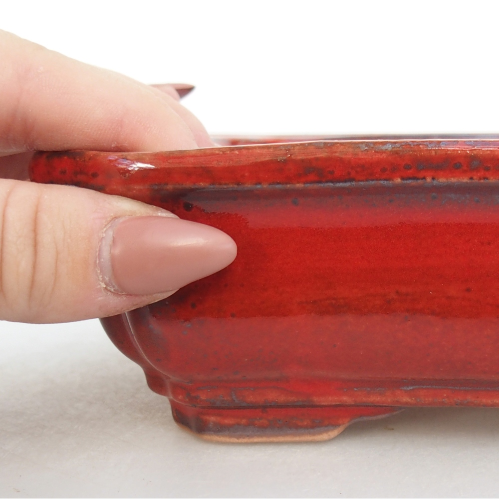 Keramická bonsai miska 18 x 13,5 x 5 cm, barva červená