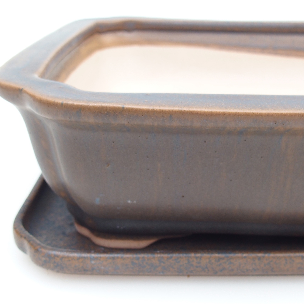 Bonsai miska + podmiska H20 - 26,5 x 21,5 x 6,5 cm. - hnědá