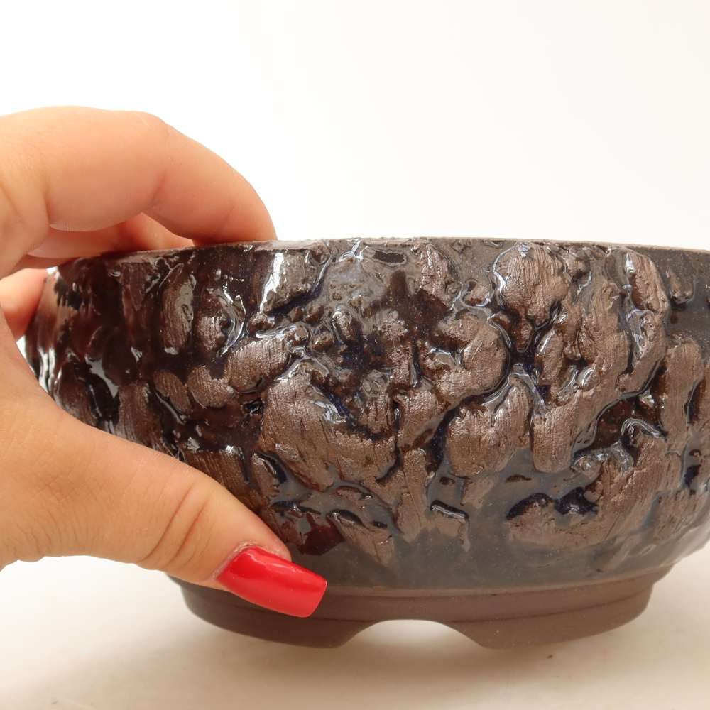 Keramická bonsai miska 17 x 17 x 8 cm, barva hnědá