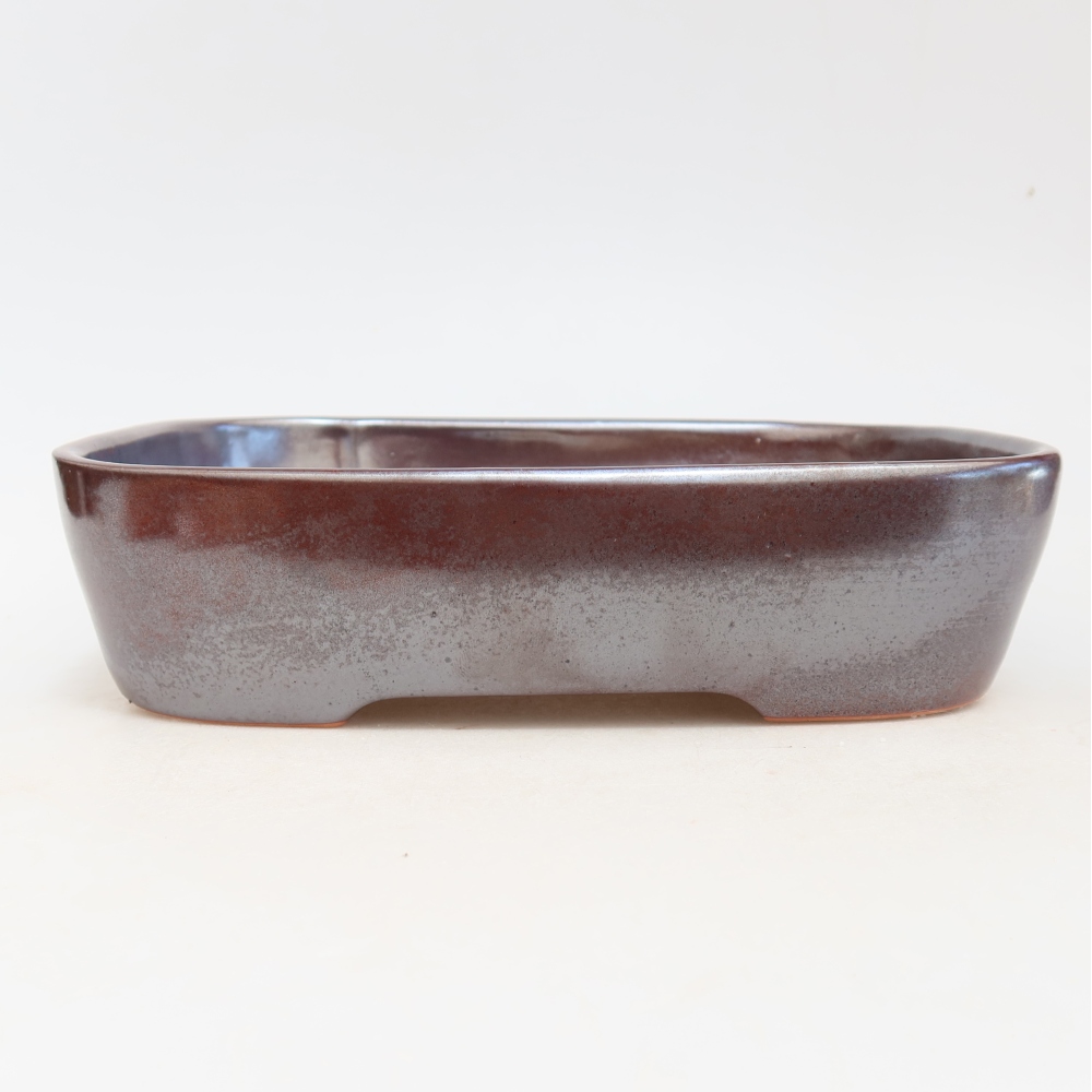 Keramická bonsai miska 23 x 18 x 5,5 cm, barva vínová