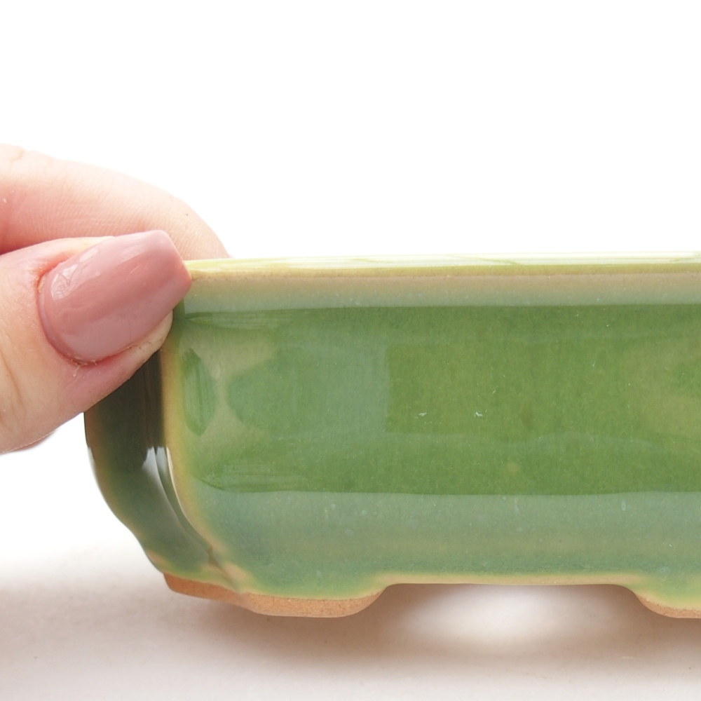 Keramická bonsai miska 11,5 x 8,5 x 4 cm, barva zelená