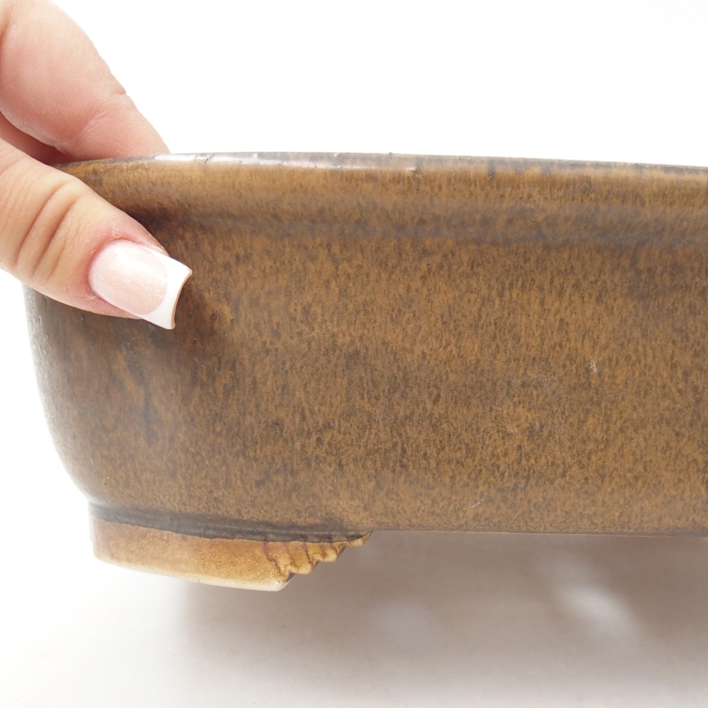 Keramická bonsai miska 25 x 21 x 8 cm, barva hnědá