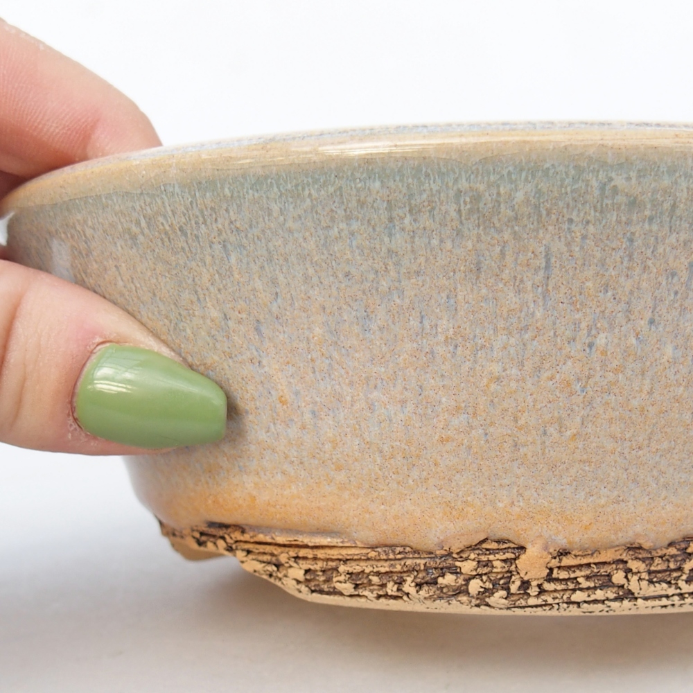 Keramická bonsai miska 14,5 x 14,5 x 5 cm, barva zelenohnědá