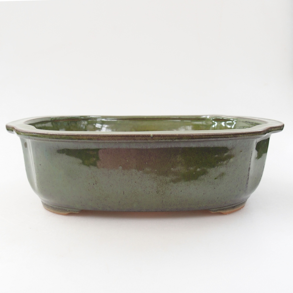 Keramická bonsai miska 24,5 x 21 x 7 cm, barva zelená