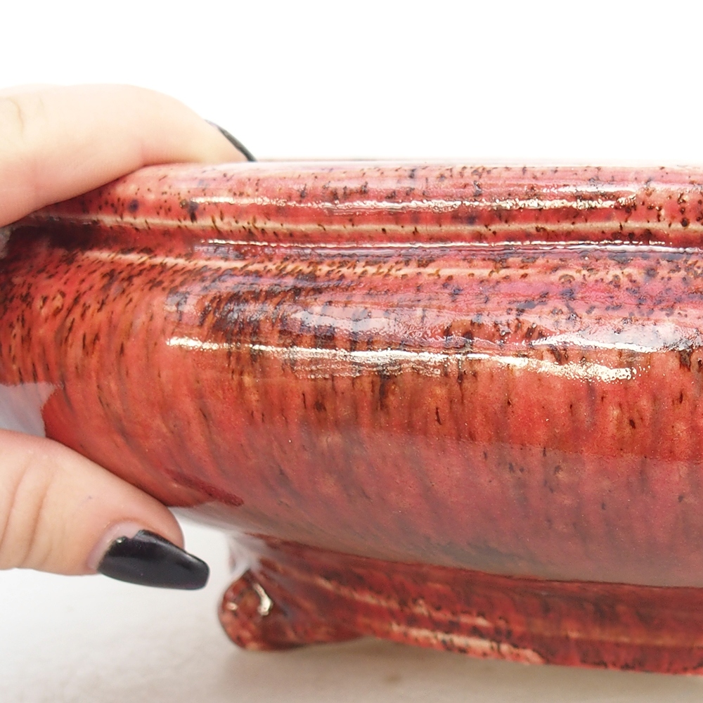 Keramická bonsai miska 35 x 35 x 9,5 cm, barva červená