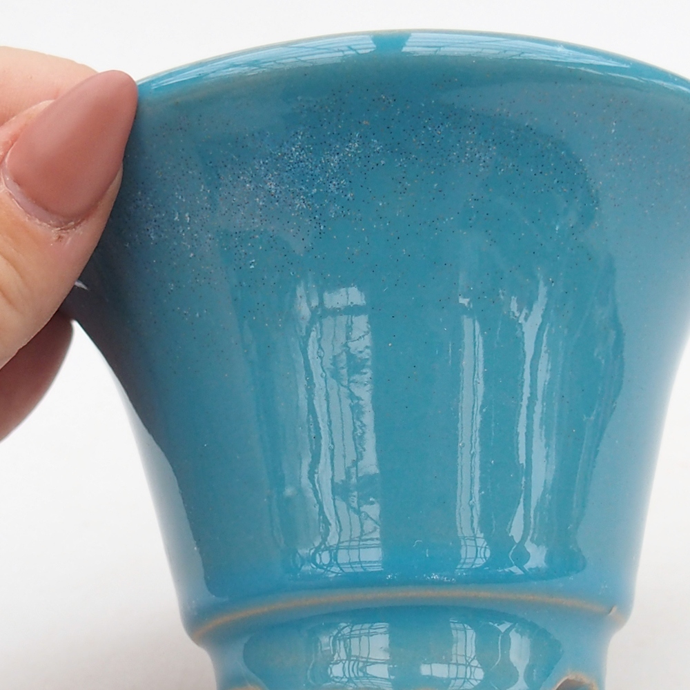 Keramická bonsai miska 10,5 x 10,5  x 7 cm, barva modrá