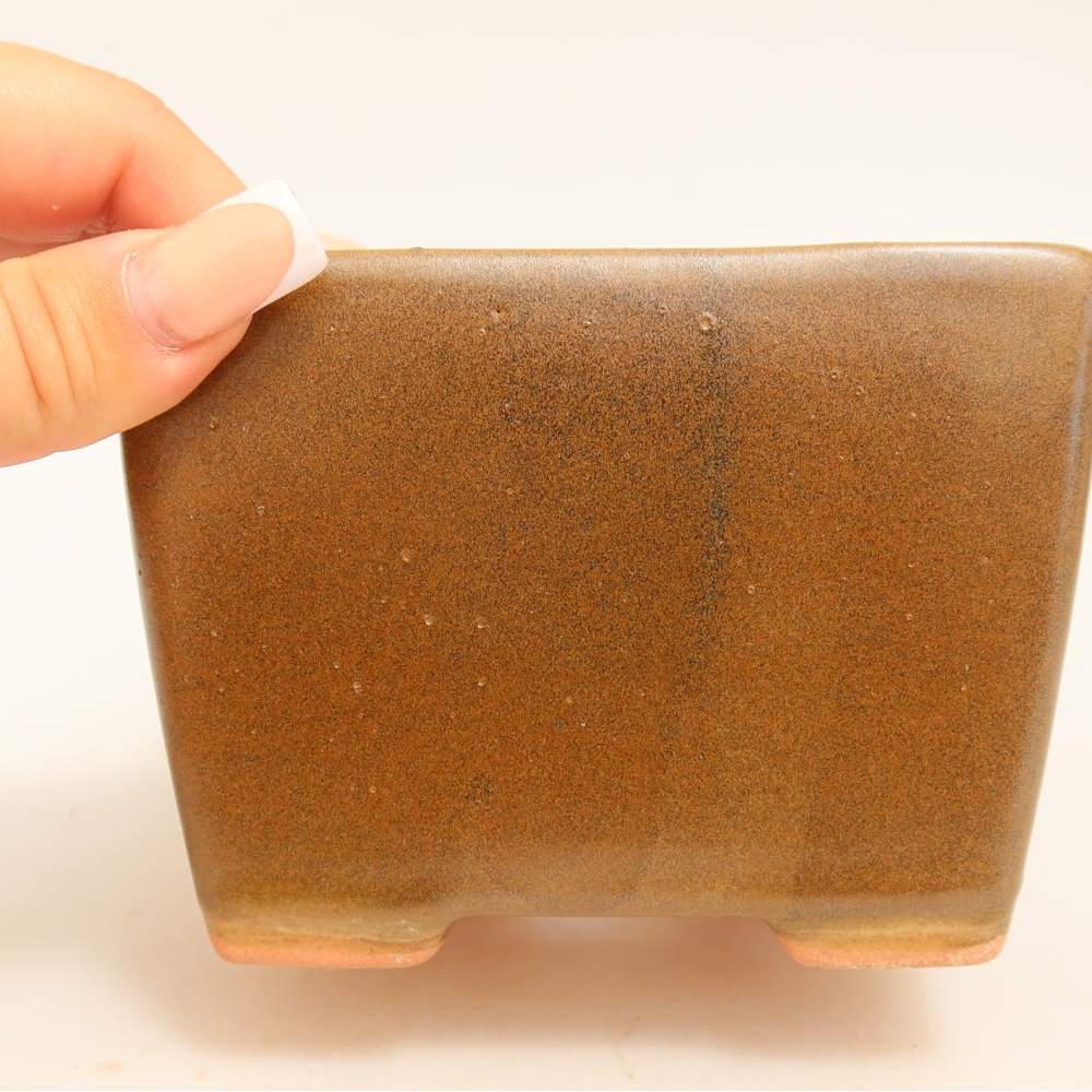 Keramická bonsai miska 11 x 11 x 8,5 cm, barva hnědá