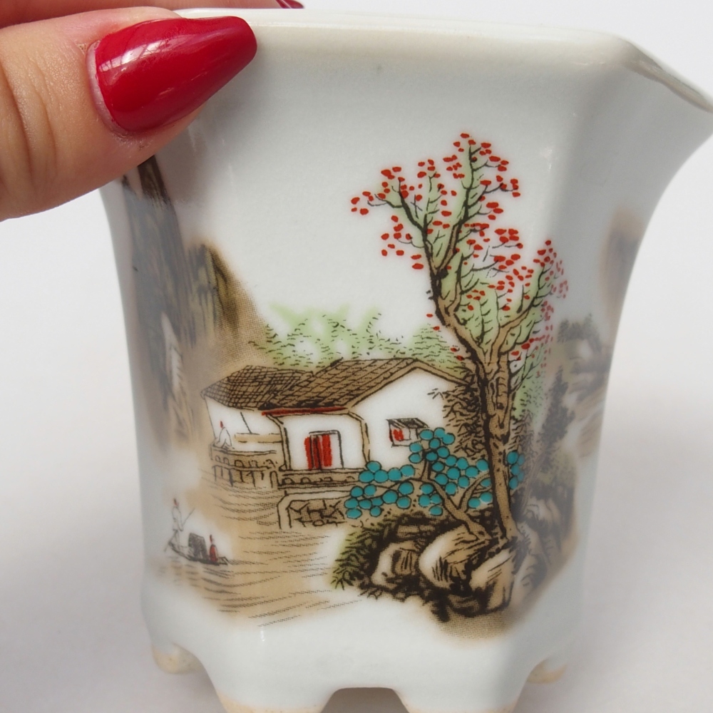 Keramická bonsai miska 10 x 9 x 9 cm, barva bílá