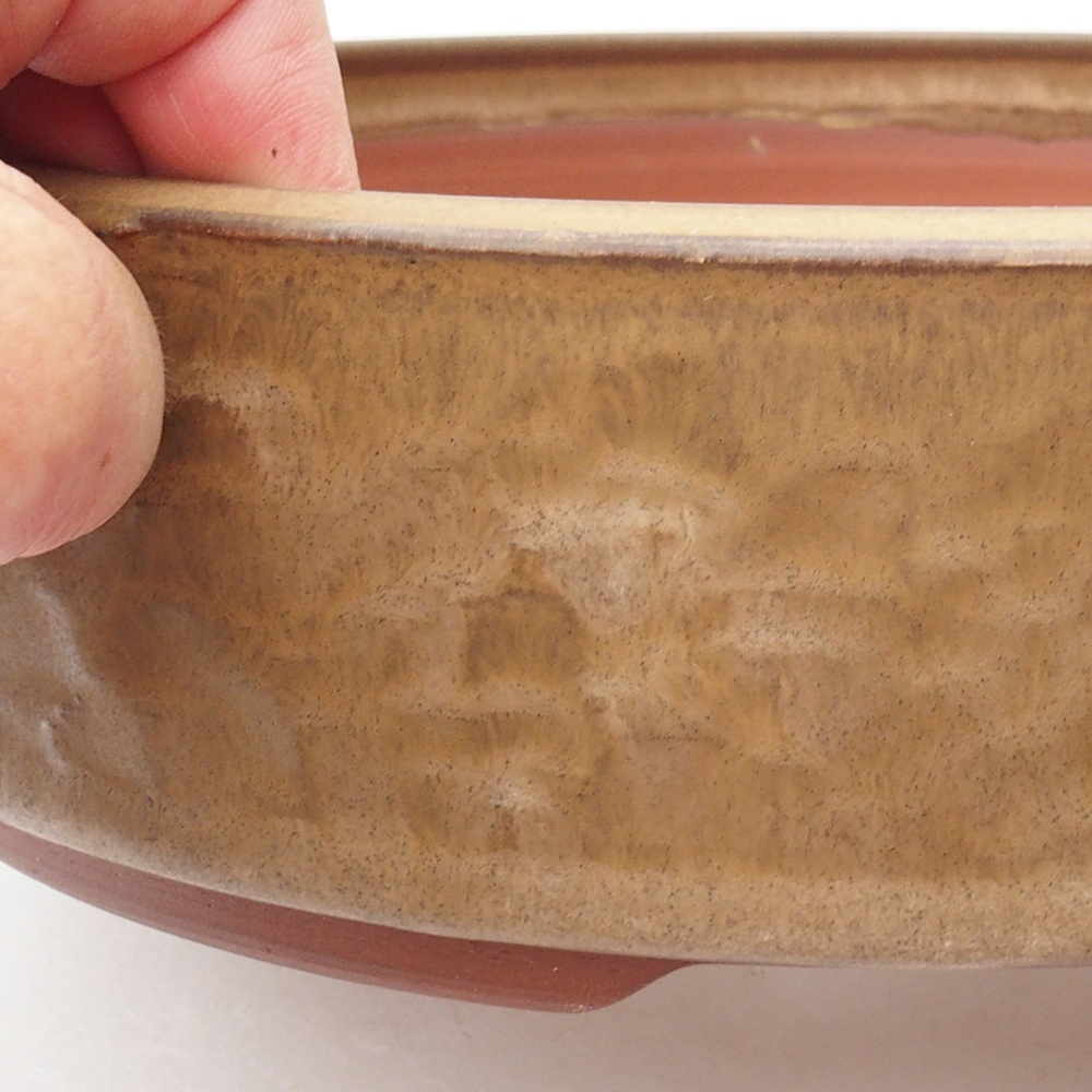 Keramická bonsai miska 24,5 x 24,5 x 6,5 cm, barva béžová