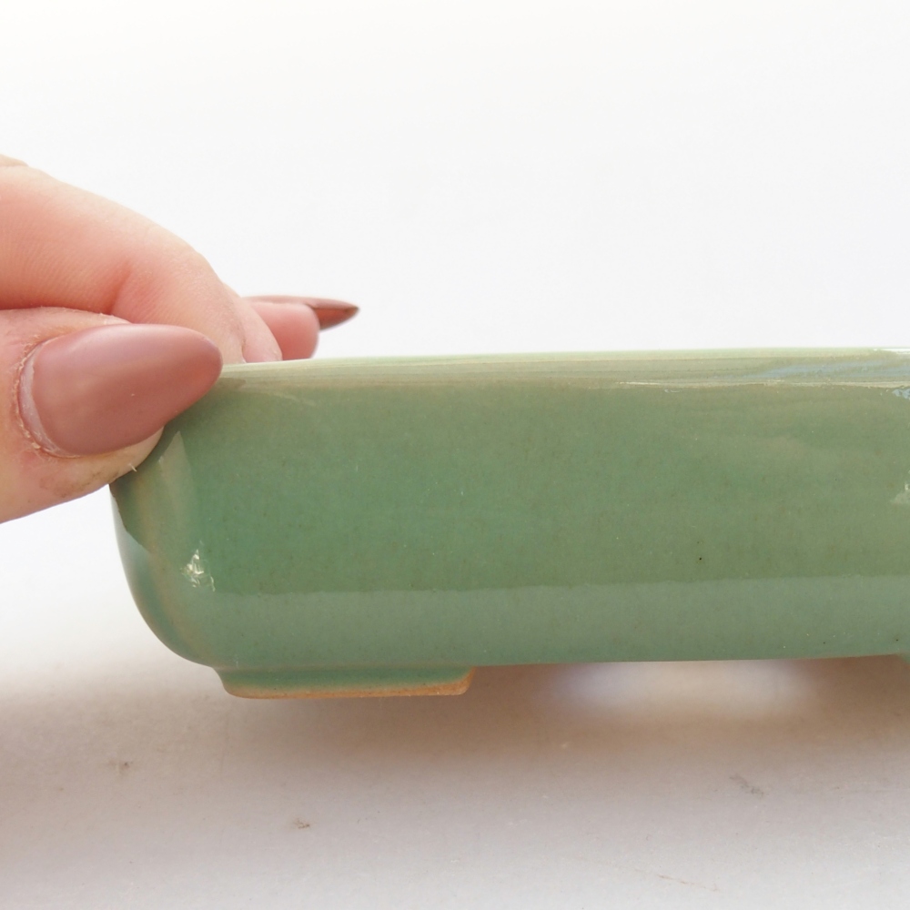 Keramická bonsai miska 11,5 x 9 x 3,5 cm, barva zelená