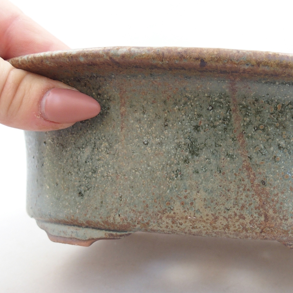 Keramická bonsai miska 19,5 x 15,5 x 6,5 cm, barva zelená