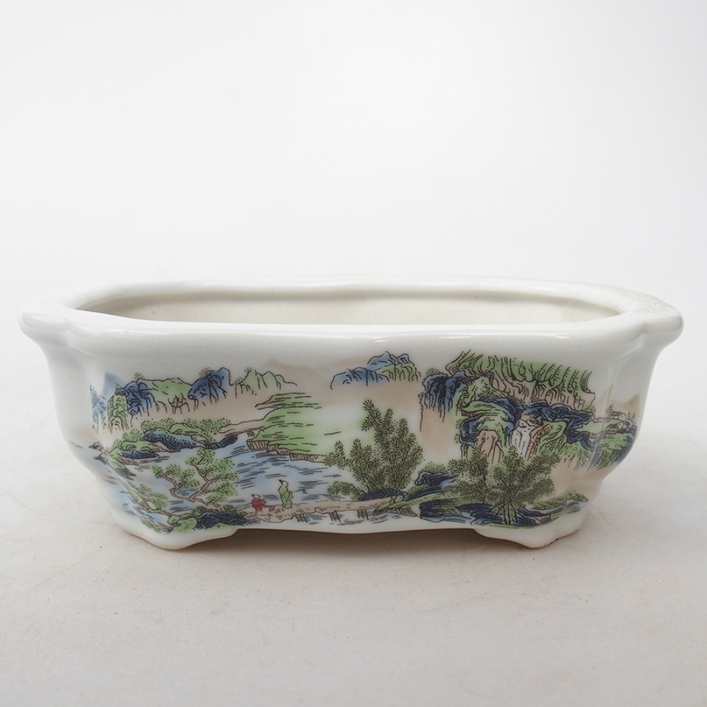 Keramická bonsai miska 15 x 11 x 5 cm, barva bílá