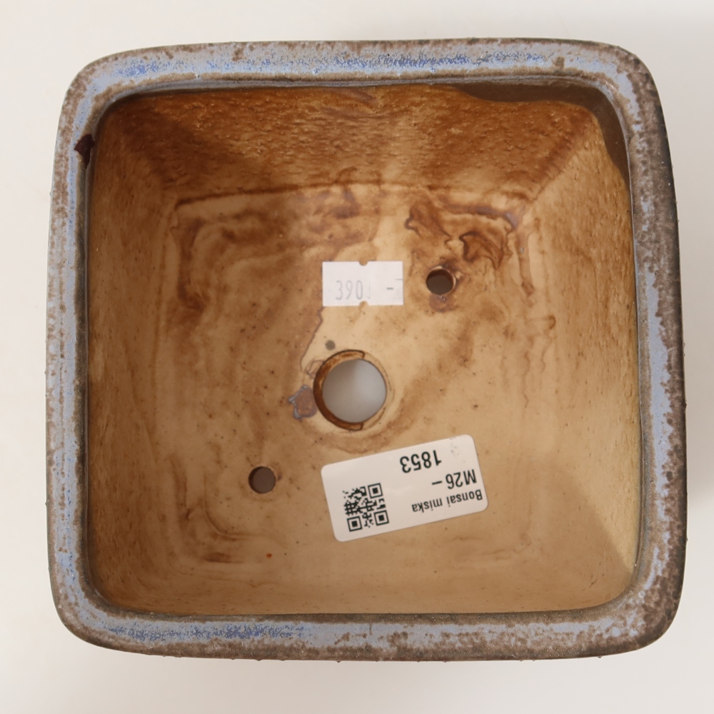 Keramická bonsai miska 13 x 13 x 8 cm, barva modrá
