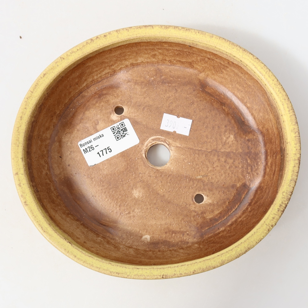 Keramická bonsai miska 18,5 x 16,5 x 4,5 cm, barva žlutá