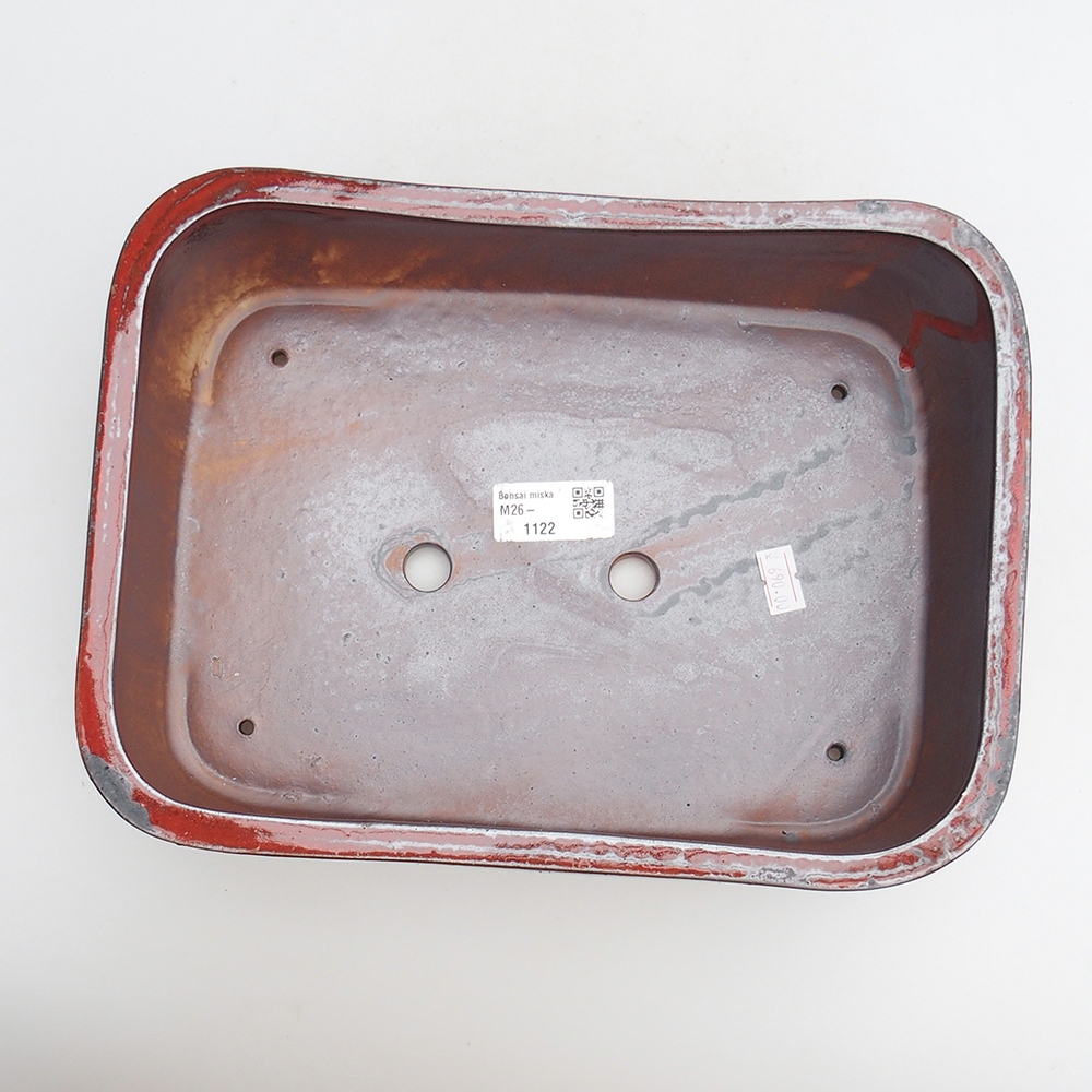 Keramická bonsai miska 27,5 x 20 x 7 cm, barva červená