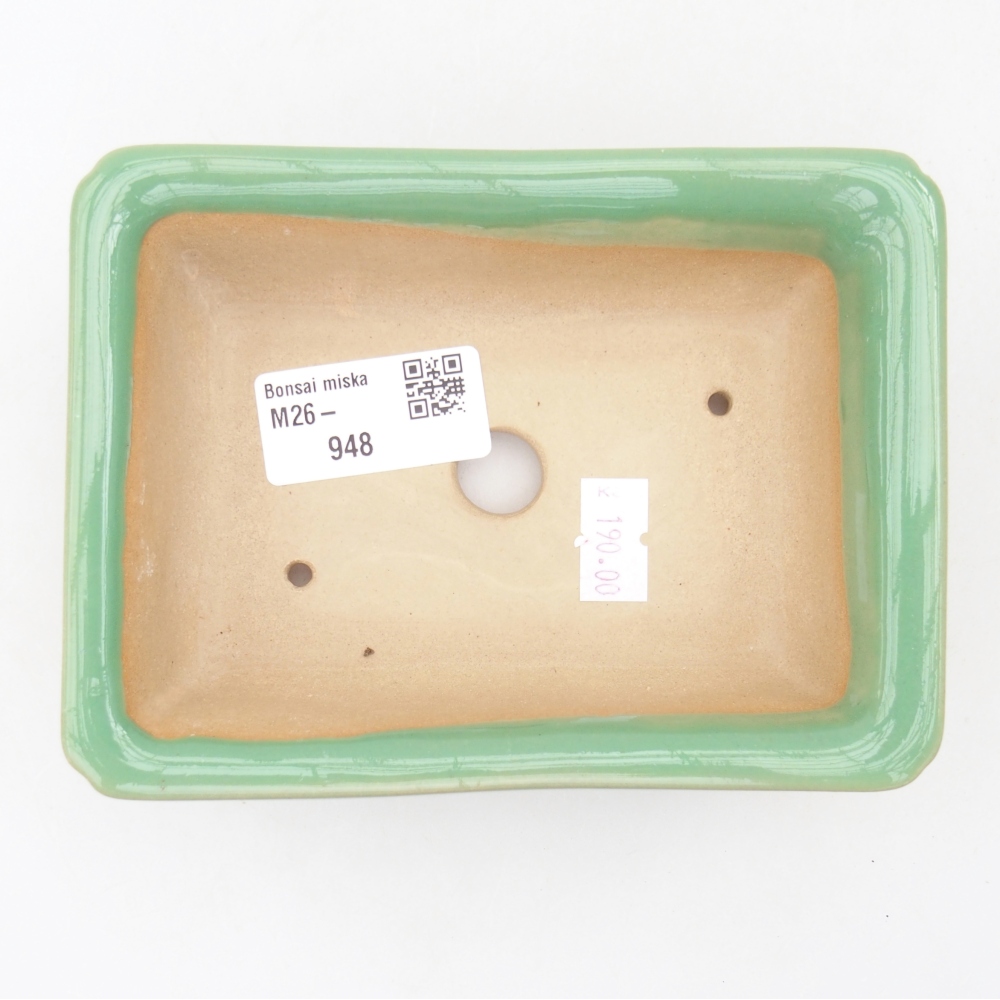 Keramická bonsai miska 13,5 x 10 x 4 cm, barva zelená