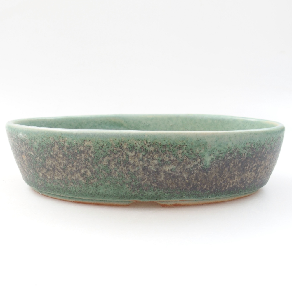 Keramická bonsai miska 18,5 x 13,5 x 4,5 cm, barva zelená