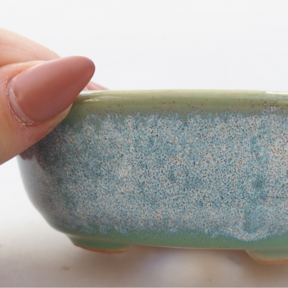 Keramická bonsai miska 11 x 9 x 4 cm, barva zelená