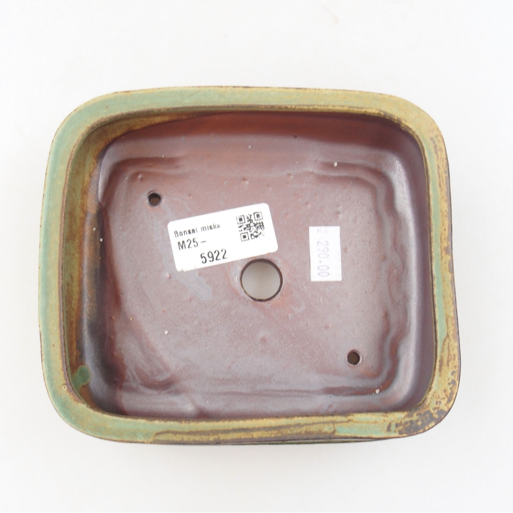 Keramická bonsai miska 14 x 12 x 4,5 cm, barva zelená