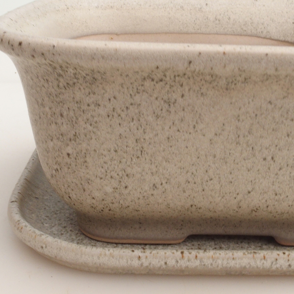 Bonsai miska + podmiska H36 - 17 x 15 x 7,5 cm. - béžová