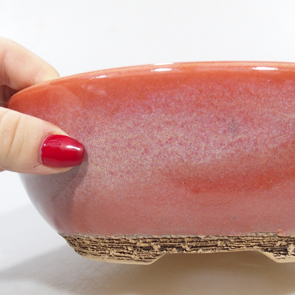 Keramická bonsai miska 20,5 x 20,5 x 7 cm, barva červená