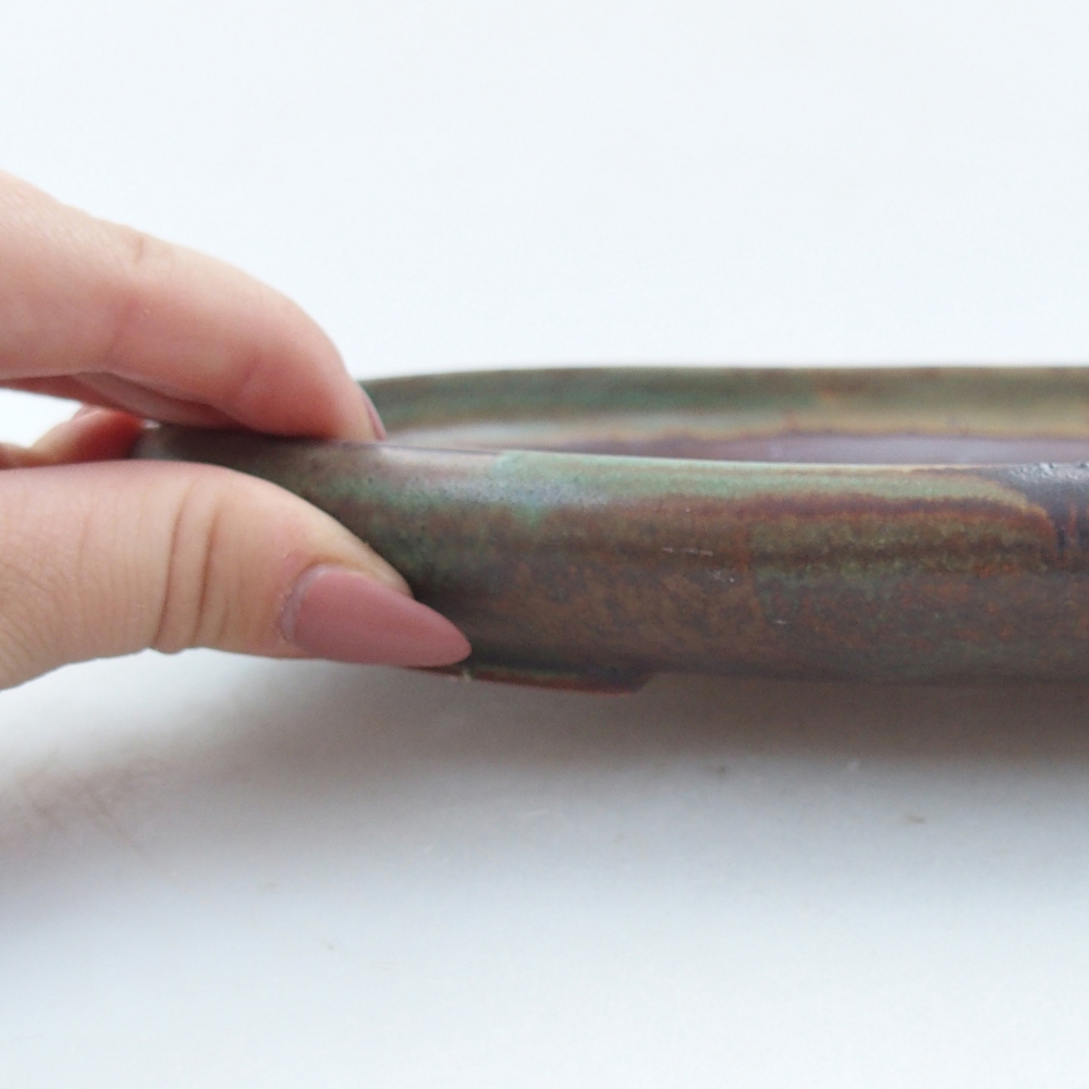 Keramická bonsai miska 22,5 x 16,5 x 3 cm, barva zelená