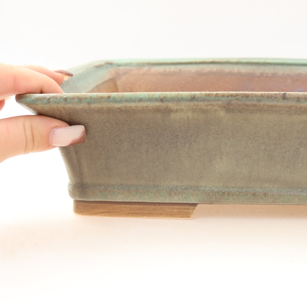 Keramická bonsai miska 29,5 x 24,5 x 8 cm, barva zelená
