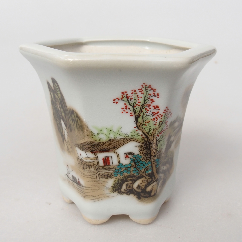 Keramická bonsai miska 10 x 9 x 9 cm, barva bílá
