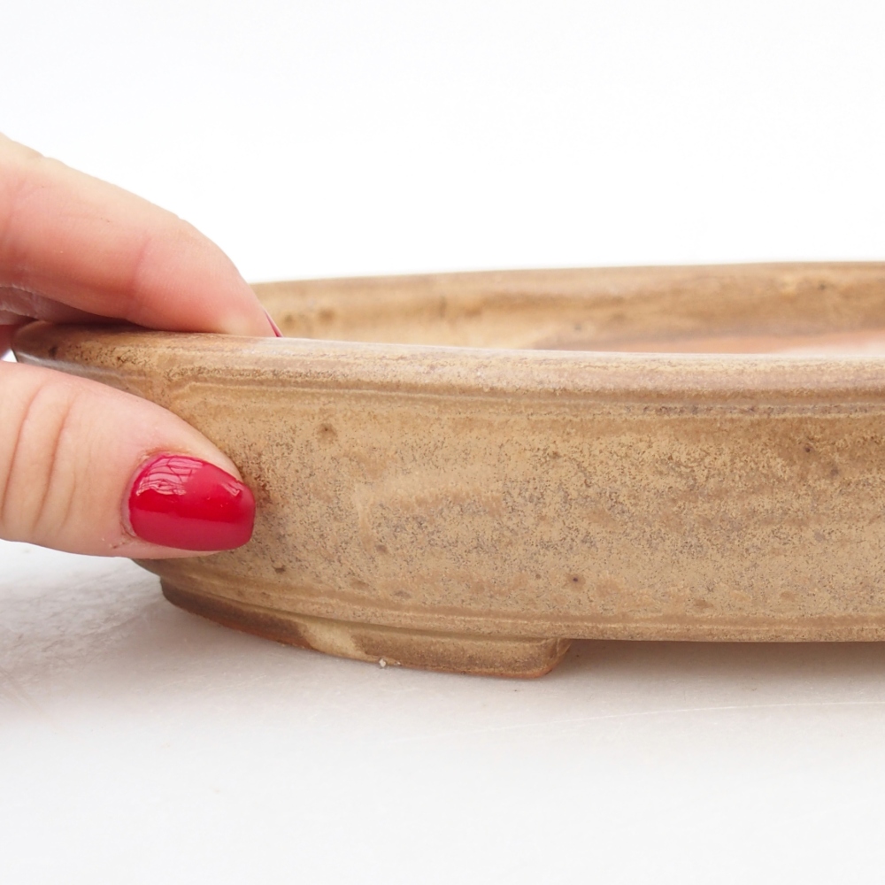 Keramická bonsai miska 24 x 20 x 4 cm, barva béžová