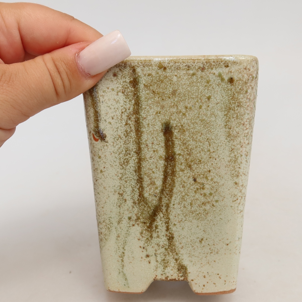 Keramická bonsai miska 7,5 x 7,5 x 11 cm, barva béžová