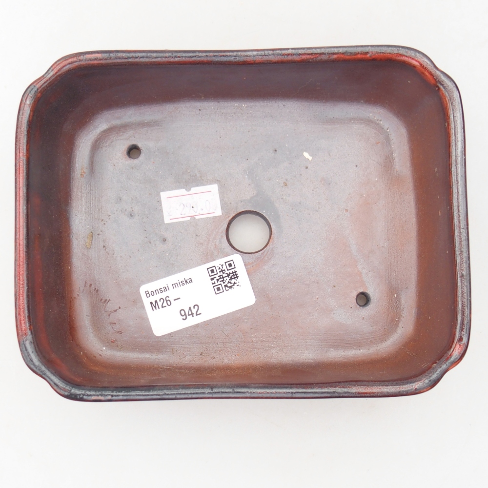 Keramická bonsai miska 15 x 12 x 4,5 cm, barva červená