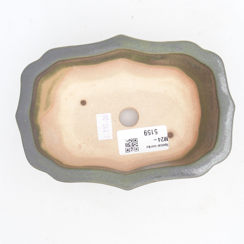 Keramická bonsai miska 15,5 x 11,5 x 4,5 cm, barva zelená