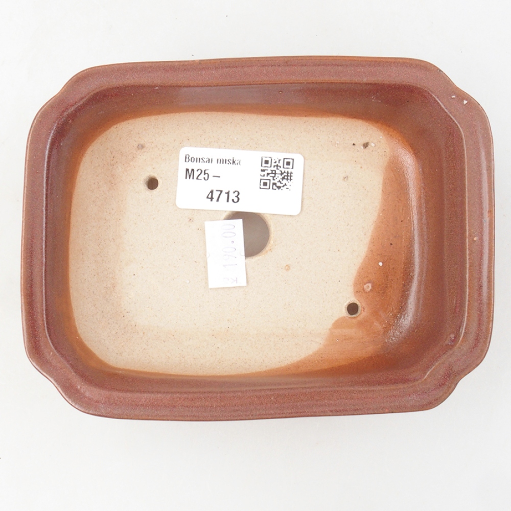 Keramická bonsai miska 14 x 11 x 4 cm, barva vínová