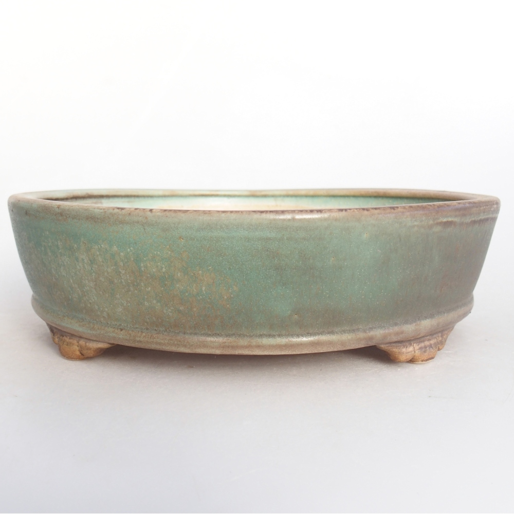 Keramická bonsai miska 21 x 21 x 6 cm, barva zelená