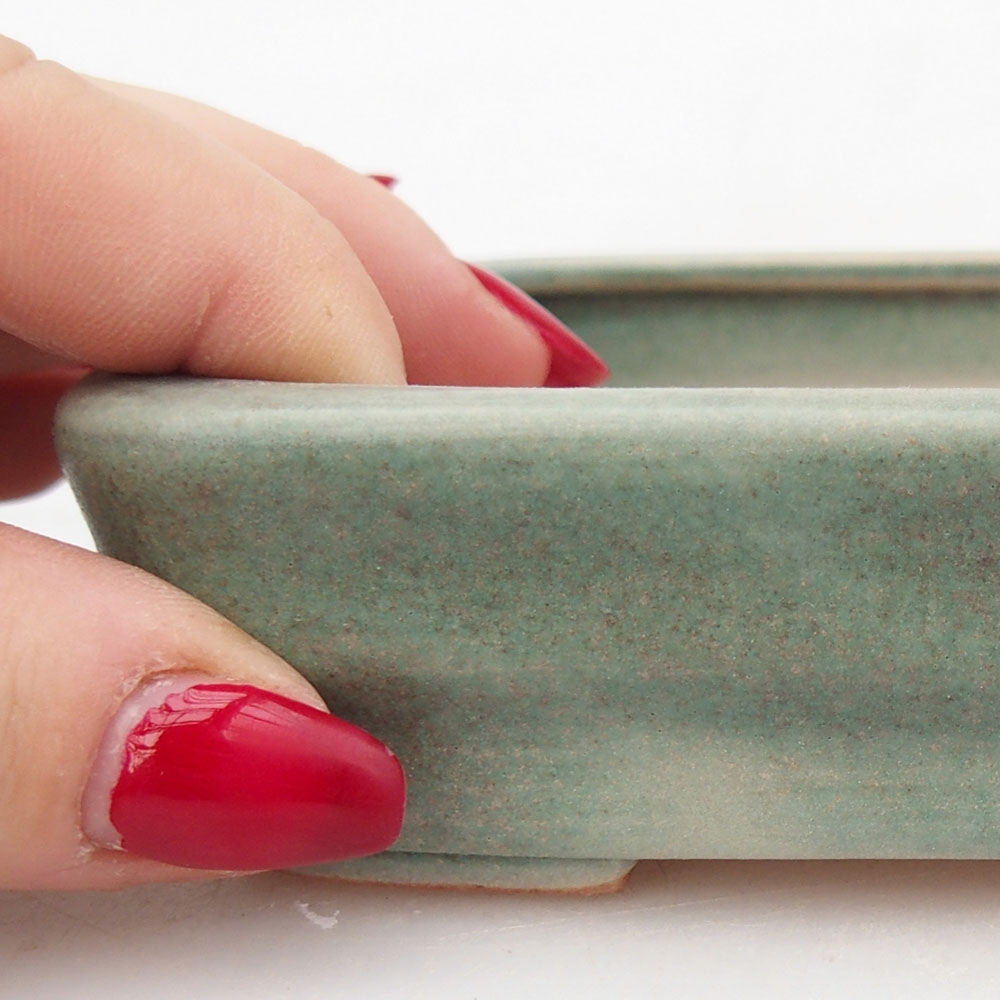 Keramická bonsai miska 11,5 x 8,5 x 3 cm, barva zelená