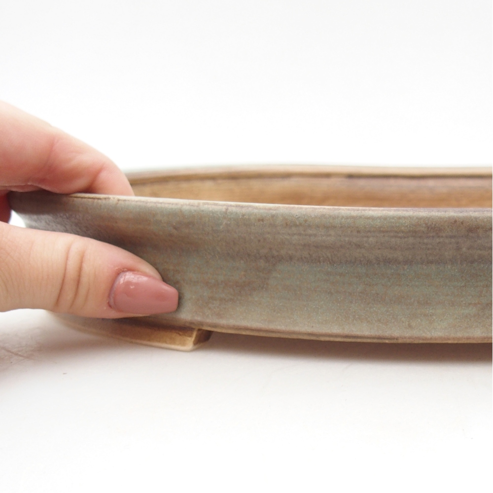 Keramická bonsai miska 30,5 x 27 x 4 cm, barva zelená