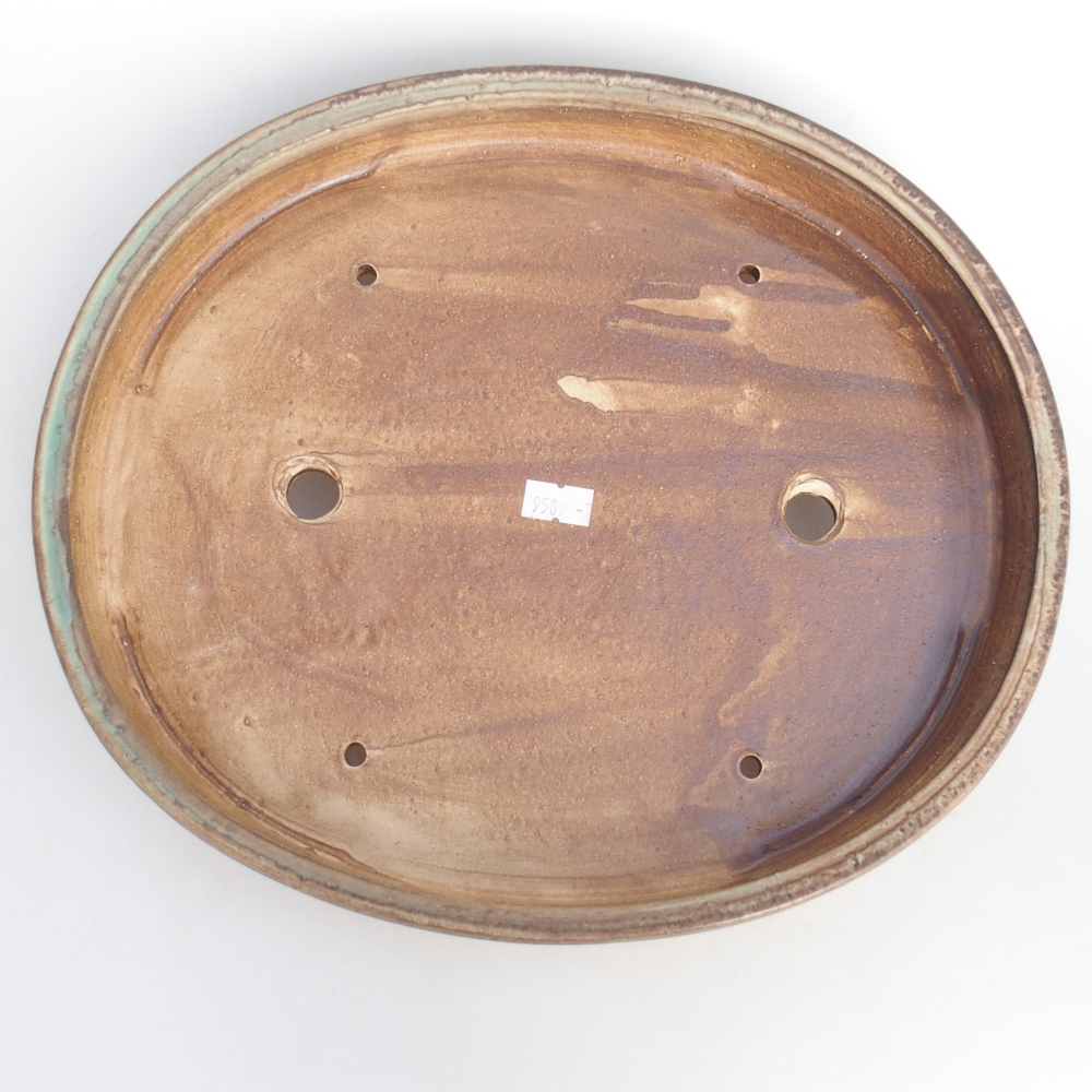 Keramická bonsai miska 31 x 27 x 4,5 cm, barva zelená