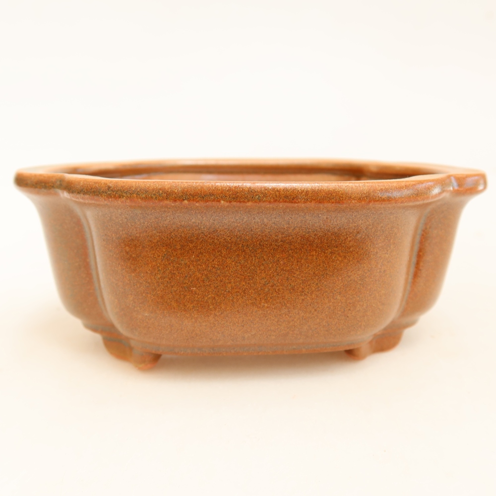 Keramická bonsai miska 13,5 x 10,5 x 5 cm, barva hnědá