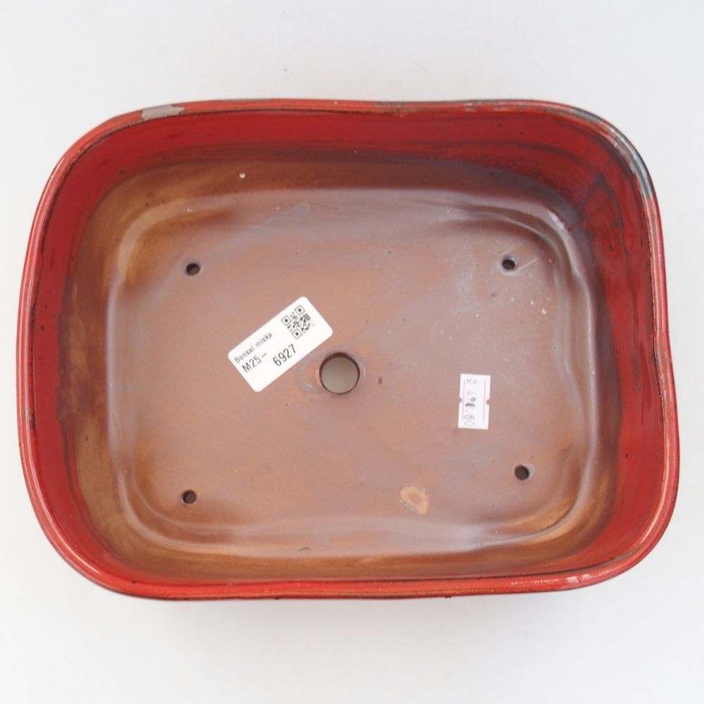 Keramická bonsai miska 23 x 18 x 7,5 cm, barva červená
