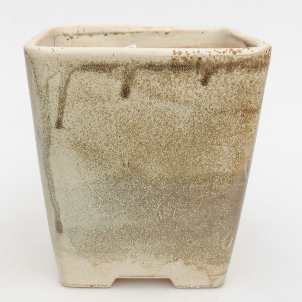 Keramická bonsai miska 13,5 x 13,5 x 15 cm, barva zelená