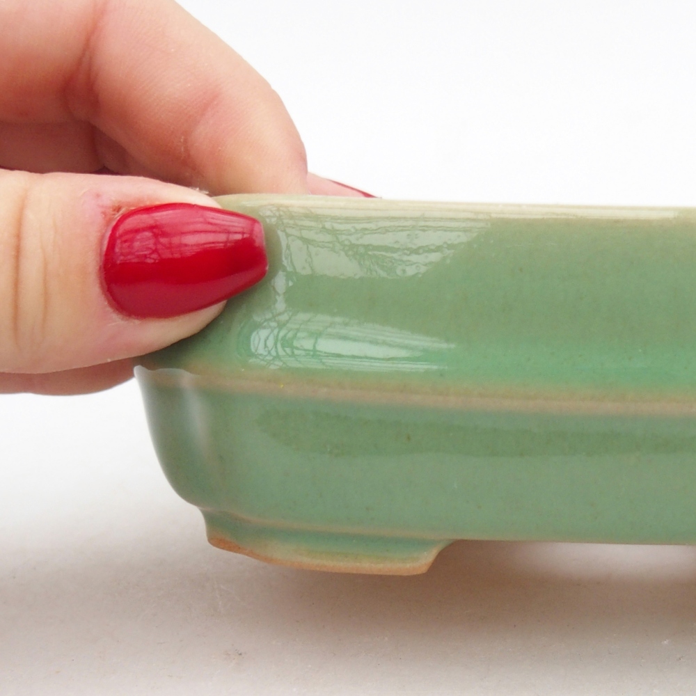 Keramická bonsai miska 12 x 10 x 4 cm, barva zelená